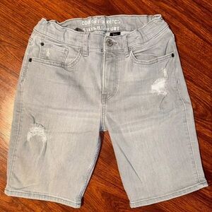 H&M Denim Shorts Boy’s size 10/11 Years Distress Stretch Adjustable Waist Gray